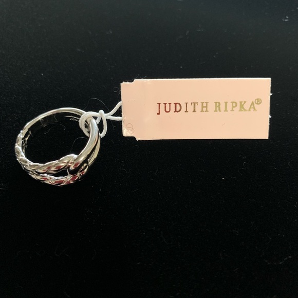 JUDITH RIPKA SIZE 7 STERLING SILVER HALF BRAIDED RING - Picture 1 of 4